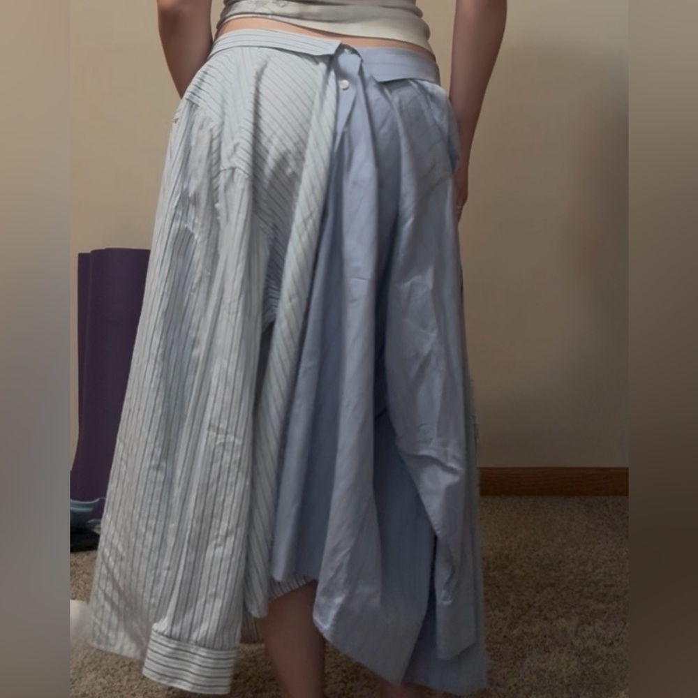 Van Heusen Michael Kors Button Up Cotton Blue and White Maxi Skirt